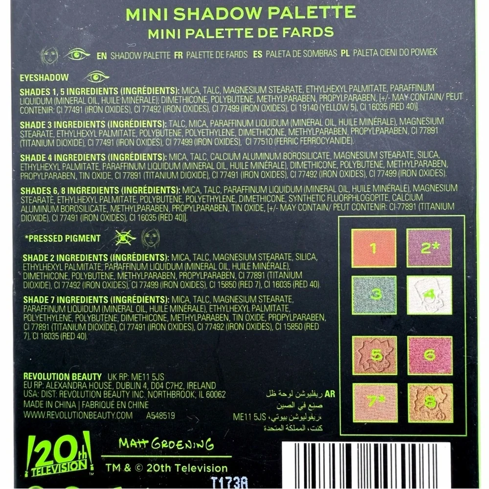 Makeup Revolution Simpsons Treehouse of Horror Eyeshadow Palette Alien Maggie